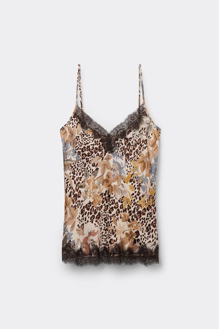 Intimissimi Animal Print Viscose Satin Tank Top - S